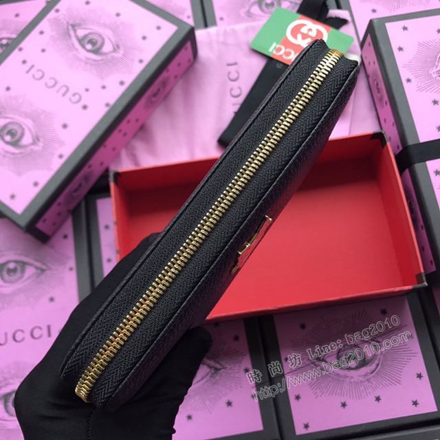 Gucci包 古馳錢包 499337黑全皮 狗頭限量版 2018早春新款萌萌拉鏈錢包  gudj1069